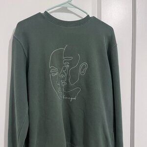 Humangood Minimal Face Line Art Sweatshirt – Green – Size Small